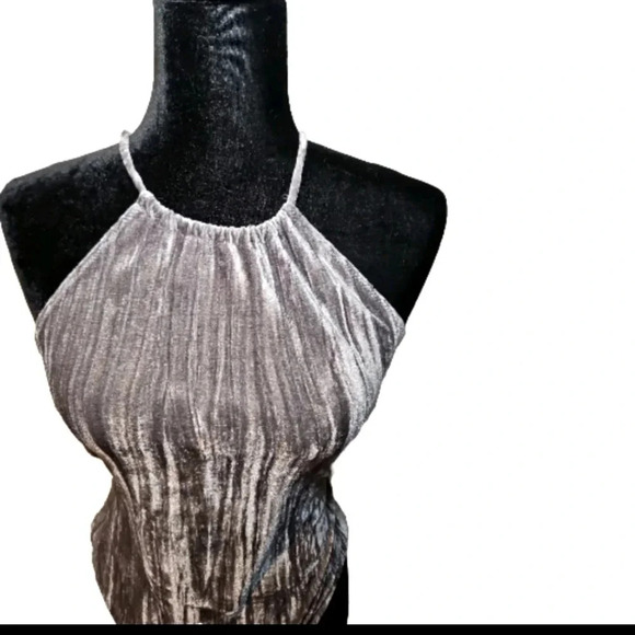 Out From Under Urban Outfitters Womens Gray Velvet Halter Bodysuit L - Picture 6 of 14